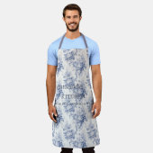 Frans Bloementoilet blauw Schort (Gedragen)