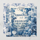 Frans Bloementoilet Blauw Uitnodiging (Voorkant / Achterkant)