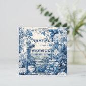 Frans Bloementoilet Blauw Uitnodiging (Staand voorkant)