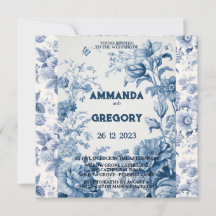 Frans Bloementoilet Blauw Uitnodiging