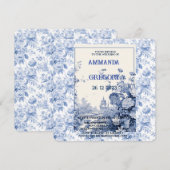 Frans Bloementoilet Blauw Uitnodiging (Voorkant / Achterkant)