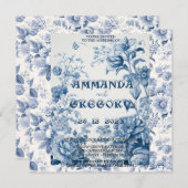 Frans Bloementoilet Blauw Uitnodiging (Voorkant / Achterkant)