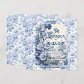 Frans Bloementoilet Blauw Uitnodiging (Voorkant / Achterkant)