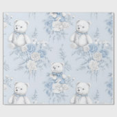 Frans Bloementoilet en Beer Baby shower Cadeaupapier (Vlak)