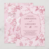  Frans Bloementoilet roze bruiloft Kaart (Voorkant / Achterkant)