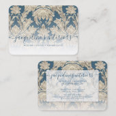 Frans Blue Elegant Floral  Wood Damask Visitekaartje (Voorkant / Achterkant)