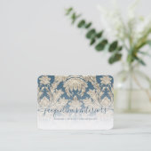 Frans Blue Elegant Floral  Wood Damask Visitekaartje (Staand voorkant)
