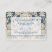 Frans Blue Elegant Floral  Wood Damask Visitekaartje (Achterkant)
