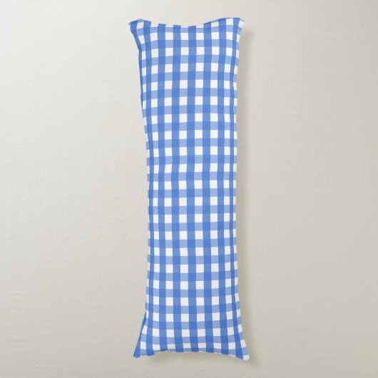 Frans Blue en White Gingham Lichaamskussen (Voorkant Verticaal)