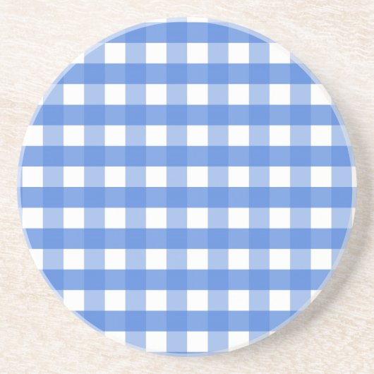 Frans Blue en White Gingham Zandsteen Onderzetter (Voorkant)