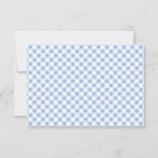 Frans Blue Gingham Check Personal Stationery Bedankkaart (Achterkant)