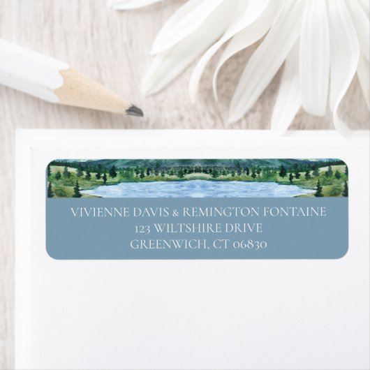 Frans Blue Serene Waterverf Lake Address Label (Insitu)