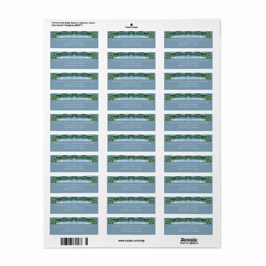 Frans Blue Serene Waterverf Lake Address Label (Full Sheet)