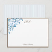 Frans Blue Stripe Fleur de Lis Personalized Notitiekaartje (Voorkant / Achterkant)