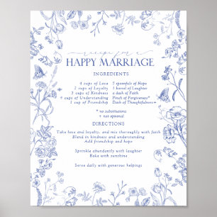 Frans Blue White Victoriaans Recipe Happy Marriage Poster