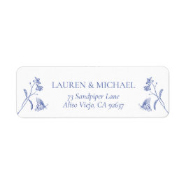 Frans Blue White Victoriaans Shower Return-adres Etiket