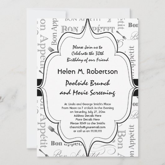  Frans Bon Appetit Black en White Kaart (Achterkant)