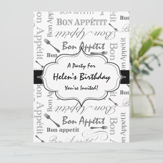 Frans Bon Appetit Black en White Kaart (Staand voorkant)