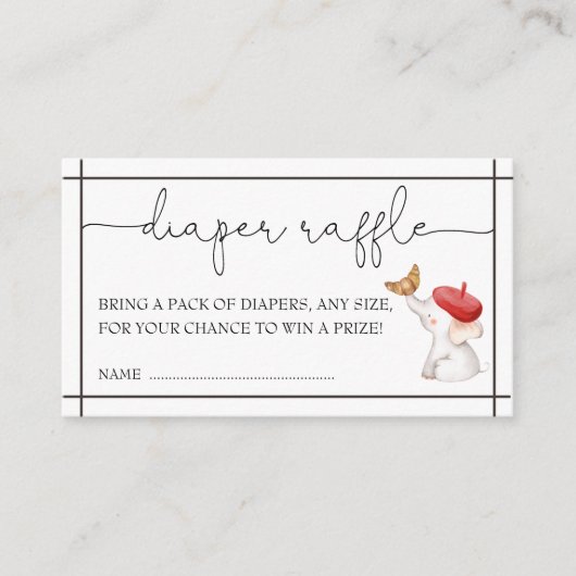 Frans Bonjour Bebe Geslacht Neutral Diaper Raffle  Informatiekaartje (Voorkant)