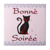 Frans:Bonne Soiree Ceramic Tegel Tegeltje (Voorkant)