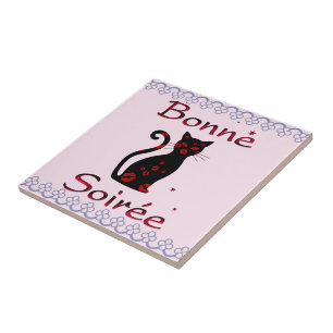 Frans:Bonne Soiree Ceramic Tegel Tegeltje