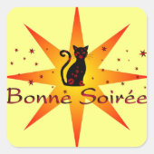Frans:Bonne Soiree Vierkante Sticker (Voorkant)