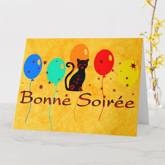 Frans:Bonne Soiree Wenskaart Kaart (Gele Bloem)