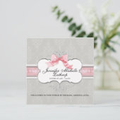 Frans boog damast krullend meisje geboorteaankondi aankondiging (Staand voorkant)