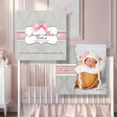 Frans boog damast wervelende meisjes geboorteaanko aankondiging