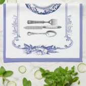 frans bord en keukenhanddoek blauw (Gevouwen)