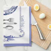 frans bord en keukenhanddoek blauw (Quarter Fold)