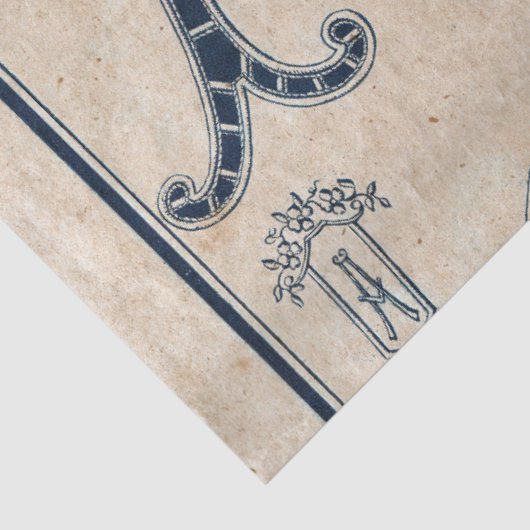 Frans borduurpatroon Decoupage of Giftwrap Tissuepapier (Detail)