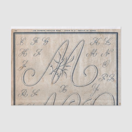 Frans borduurpatroon Decoupage of Giftwrap Tissuepapier (Voorkant)