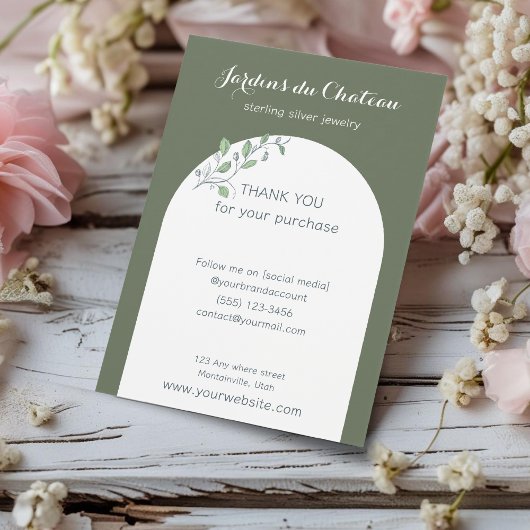 Frans botanisch ketting en oorbel display kaart