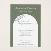 Frans botanisch ketting en oorbel display kaart (Achterkant)