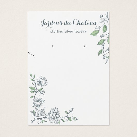 Frans botanisch ketting en oorbel display kaart (Voorkant)
