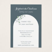 Frans botanisch ketting en oorbel display kaart (Achterkant)