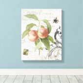  Frans Botanisch Perzik uitgerekt canvas Afdruk (Insitu (Houten vloer))