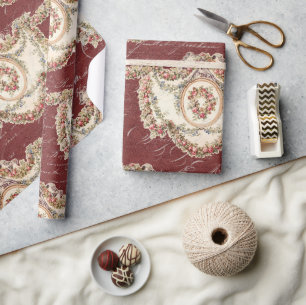  Frans Bourgondië Floral Garland Decoupage Cadeaupapier