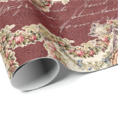  Frans Bourgondië Floral Garland Decoupage Cadeaupapier (Rol Hoek)