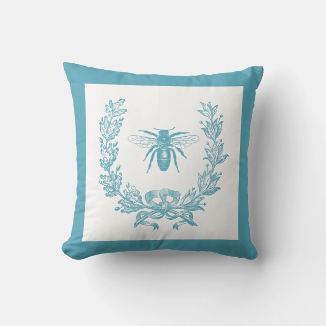  Frans Breedte met bijen 20 x 20-inch Pillow Blauw Kussen (Voorkant)