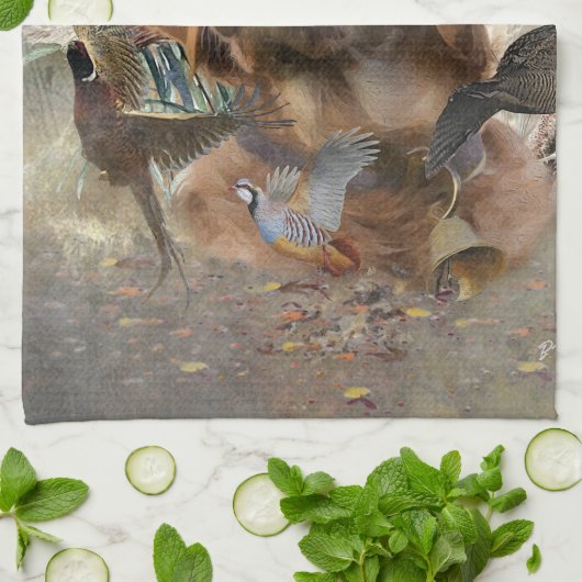 Frans Bretagne, Vogeljacht Kunst Theedoek (Gevouwen)