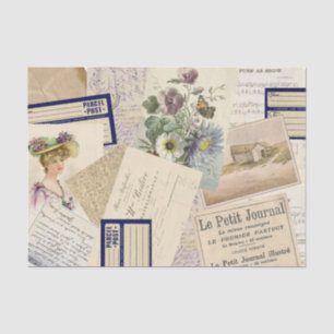  Frans Briefkaart Beach Floral Collage Tissuepapier