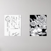 Frans Briefkaart Bloemen Boeket Zwart Muurkunst Sets (Voorkant)