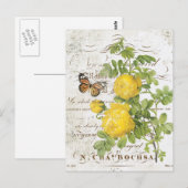 Frans briefkaart botanisch roos (Voorkant / Achterkant)
