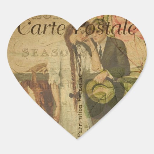 Frans Briefkaart Heart Sticker (Voorkant)