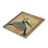 Frans Briefkaart keramische tegel Tegeltje (Zijkant)