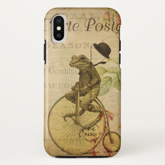 Frans Briefkaart Kikker Riding Bicycle Roos Case-Mate iPhone Case (Achterkant)