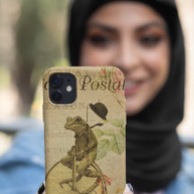  Frans Briefkaart Kikker Riding Bicycle Roos