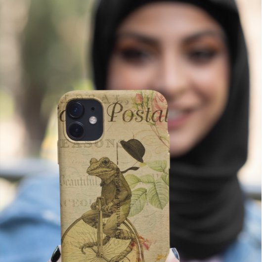 Frans Briefkaart Kikker Riding Bicycle Roos Case-Mate iPhone Case